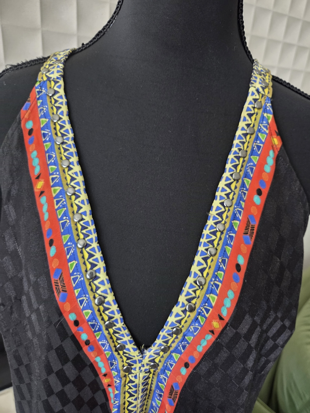 Johnny Was Eva Love Dress Maxi Bohemian V-Neck, Black Multicolor Print S - Picture 5 of 13